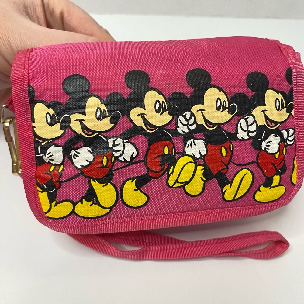 Vintage 80s 90s Mickey Mouse Pink Wallet Pouch Wristlet